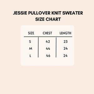 Jessie Pullover Knit Sweater Size Chart