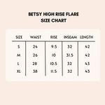 Load image into Gallery viewer, Betsy High Rise Flare Size Chart
