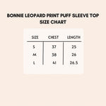 Load image into Gallery viewer, Bonnie Leopard print puff sleeve top size chart.
