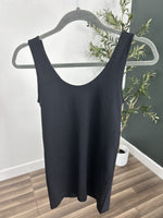 Load image into Gallery viewer, Upclose view of the briggs u neckline tank top in black.
