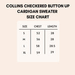 Load image into Gallery viewer, size chart for the collins checkered cardigan

