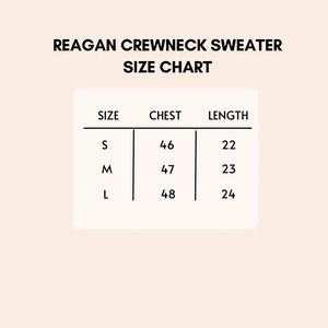 Reagan Crewneck Sweater Size Chart