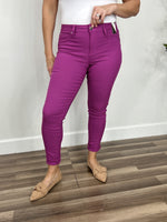 Load image into Gallery viewer, Women&#39;s Fletcher Stretch Skinny Pants in Berry. 
