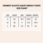 Load image into Gallery viewer, Kennedy elastic waist dressy pants size chart.
