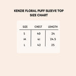 Load image into Gallery viewer, Kenzie floral puff sleeve top size chart.
