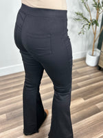 Load image into Gallery viewer, Olivia Flare Leg Jeggings in black back view of pocket detailing.
