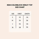 Load image into Gallery viewer, Size chart for the Remi women&#39;s henley top
