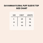 Load image into Gallery viewer, Savannah Floral Puff Sleeve Top size chart
