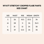 Load image into Gallery viewer, Wyatt stretchy flare cropped pants size chart.
