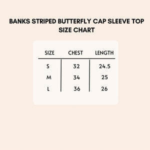 banks striped butterfly cap sleeve top size chart