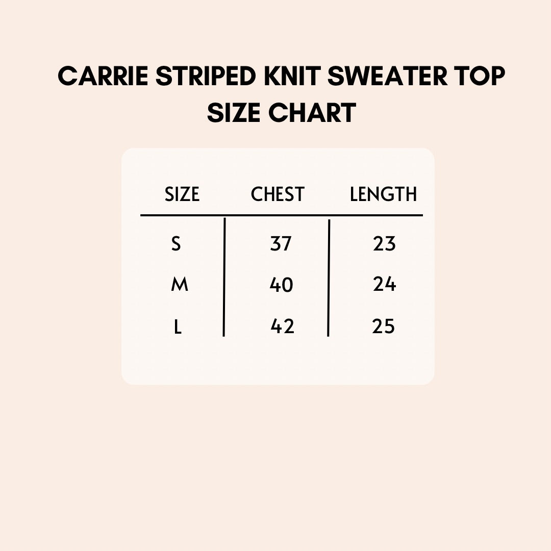 carrie striped knit sweater top size chart.
