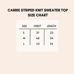 Load image into Gallery viewer, carrie striped knit sweater top size chart.
