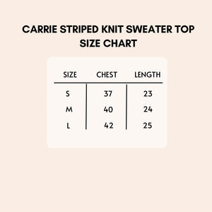 carrie striped knit sweater top size chart.