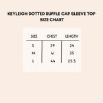 Load image into Gallery viewer, Keyleigh Dotted Ruffle Cap Sleeve Top size chart
