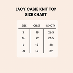 Load image into Gallery viewer, Lacy Cable Knit Top Size Chart

